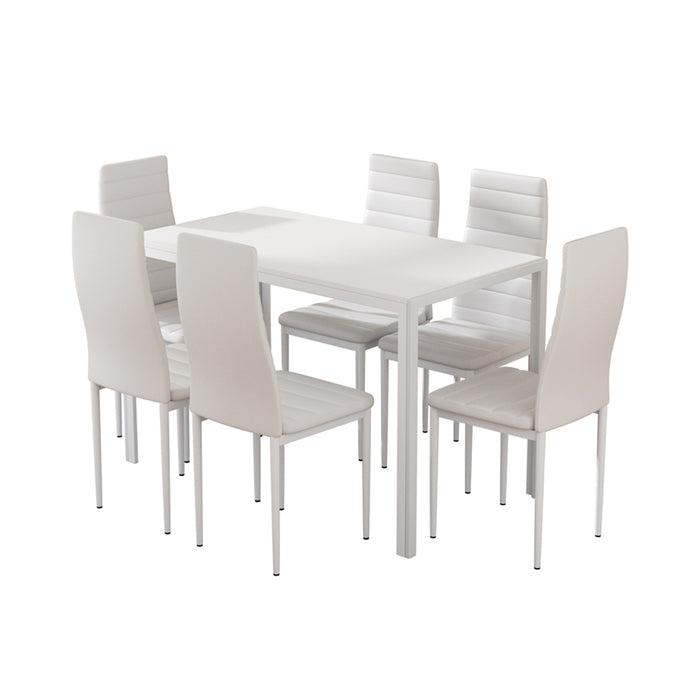 Dining Chairs and Table Dining Set 6 Chair Set Of 7 Wooden Top White