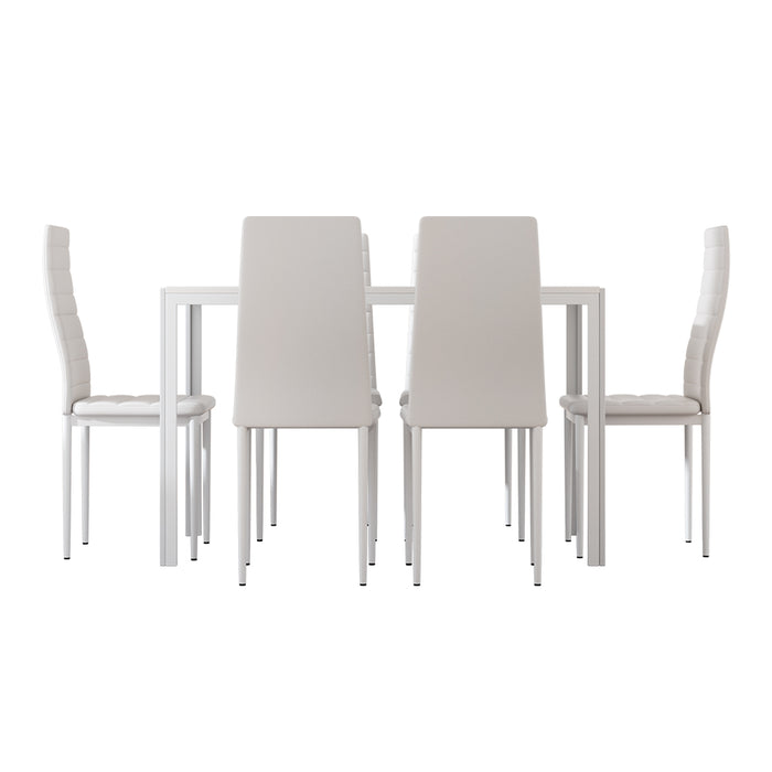 Dining Chairs and Table Dining Set 6 Chair Set Of 7 Wooden Top White