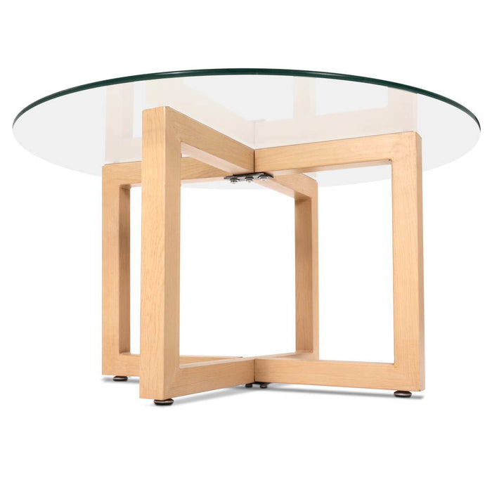 Tempered Glass Round Coffee Table - Beige