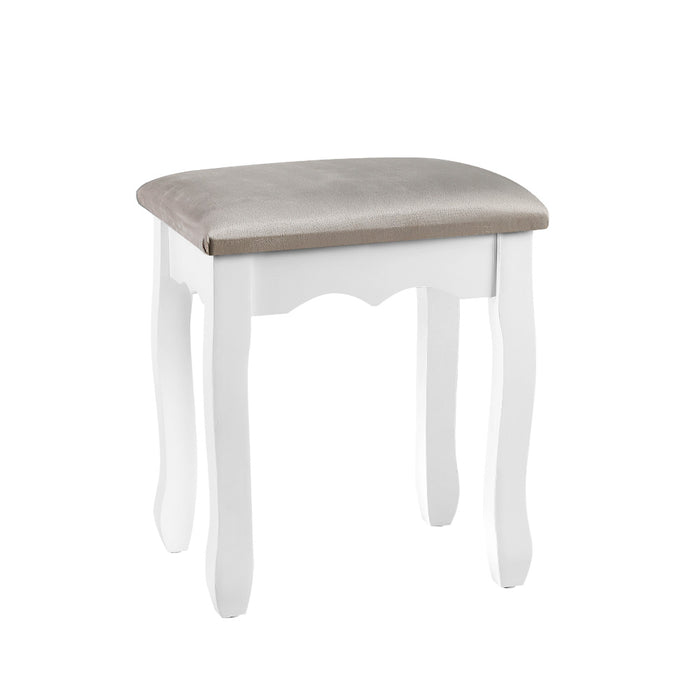 Dressing Table Stool Makeup Chair Bedroom Vanity Velvet Fabric Grey