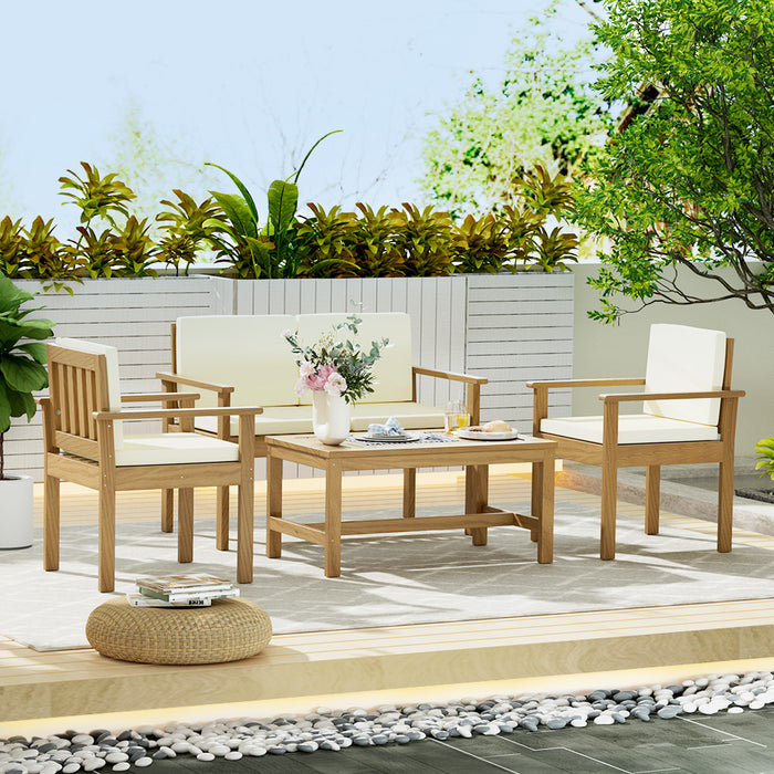 Outdoor Sofa Set 4-Seater Acacia Wood Lounge Setting Table Chairs