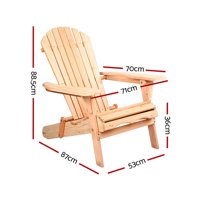 Set of 2 Patio Furniture Outdoor Chairs Beach Chair Wooden Adirondack Garden Lounge