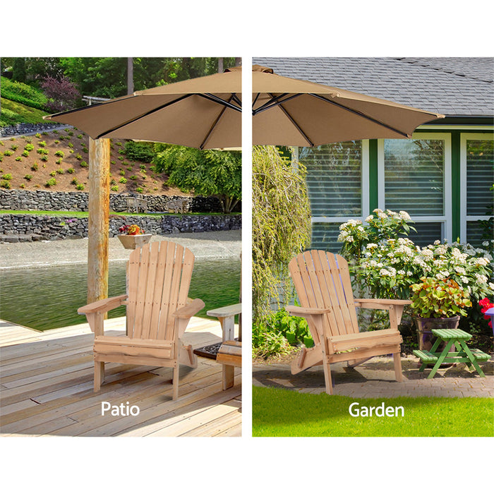 Set of 2 Patio Furniture Outdoor Chairs Beach Chair Wooden Adirondack Garden Lounge