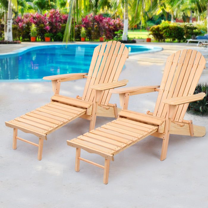 Set of 2 Outdoor Sun Lounge Chairs Patio Furniture Beach Chair Lounger