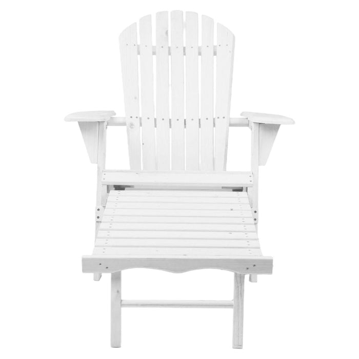 Adirondack Beach Chair with Ottoman - White