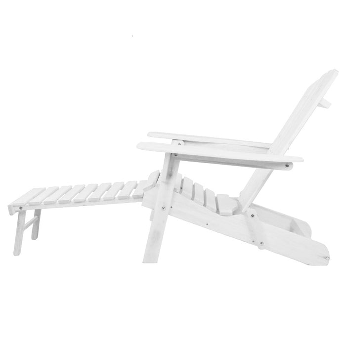 Adirondack Beach Chair with Ottoman - White