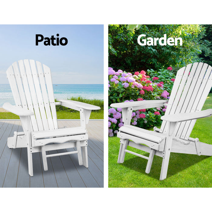 Adirondack Beach Chair with Ottoman - White