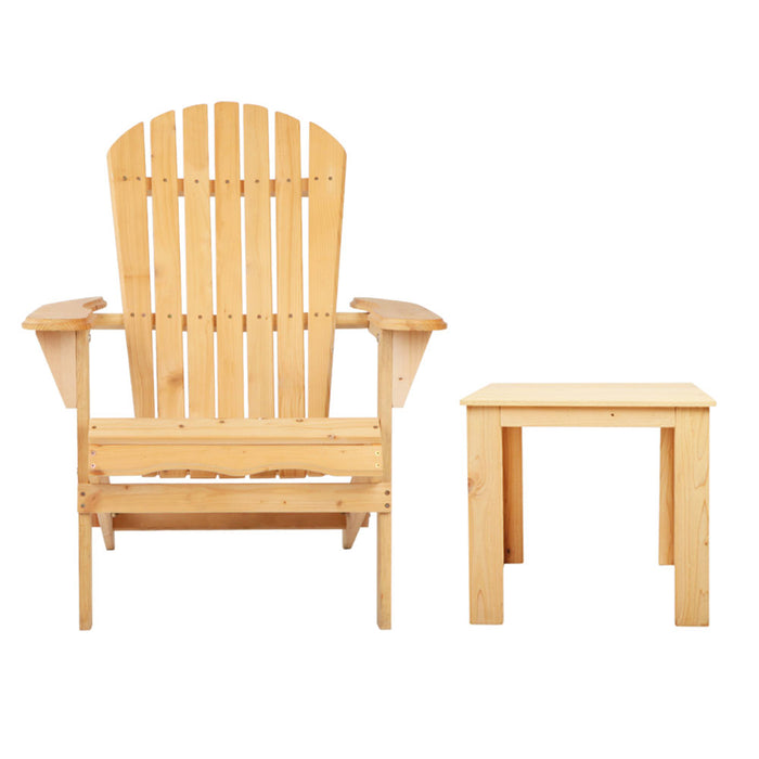 3 Piece Wooden Outdoor Beach Chair and Table Set