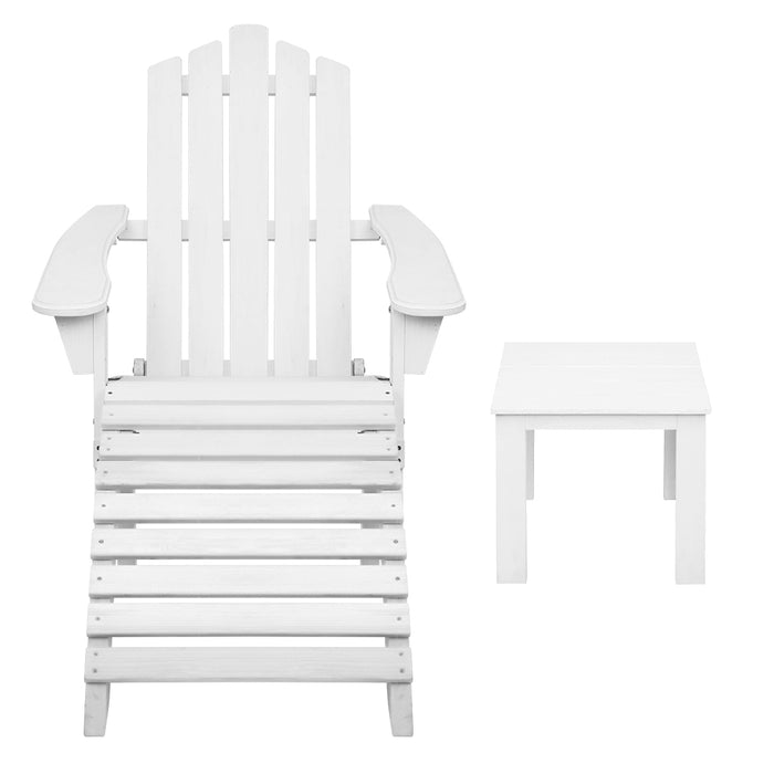 Outdoor Sun Lounge Beach Chairs Table Setting Wooden Adirondack Patio Chair