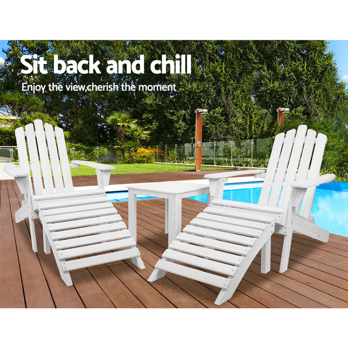 Outdoor Sun Lounge Beach Chairs Table Setting Wooden Adirondack Patio Chair