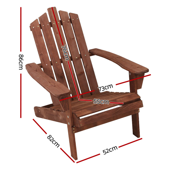 Outdoor Sun Lounge Beach Chairs Table Setting Wooden Adirondack Patio Brown Chair