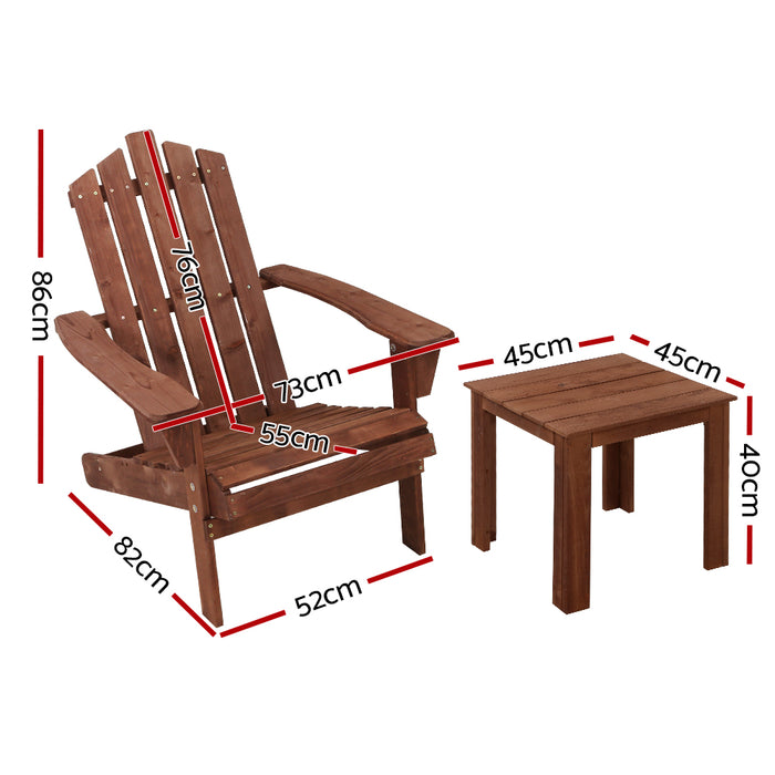 Outdoor Sun Lounge Beach Chairs Table Setting Wooden Adirondack Patio Chair Brown