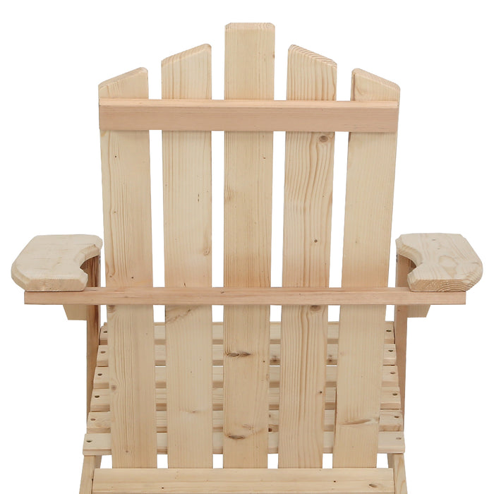 Outdoor Sun Lounge Beach Chairs Table Setting Wooden Adirondack Patio Natural Wood Chair