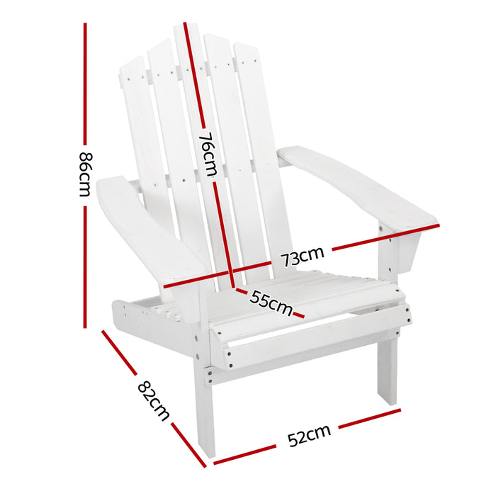 Outdoor Sun Lounge Beach Chairs Table Setting Wooden Adirondack Patio - White