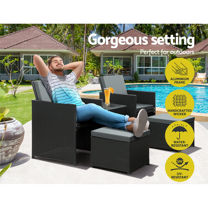 Recliner Chairs Sun Lounge Wicker Lounger Outdoor Furniture Patio Sofa