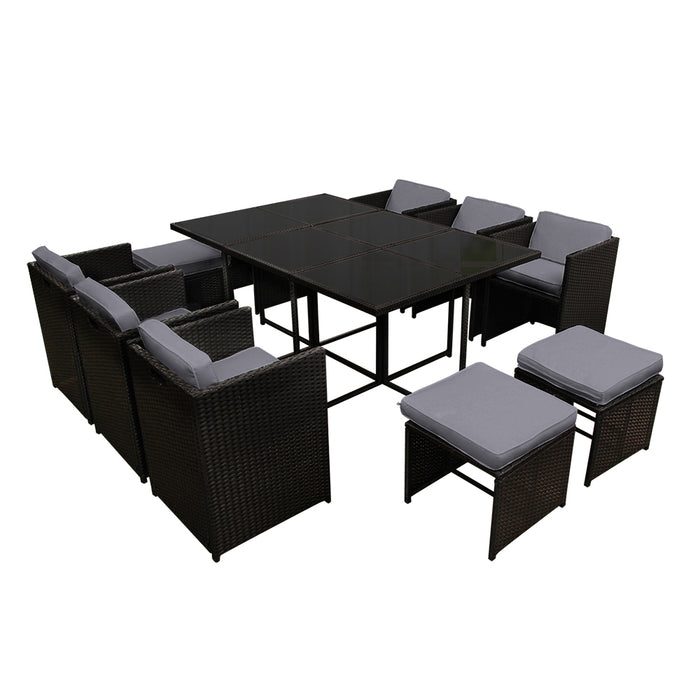 Olivia Wicker Outdoor Dining Set - Black