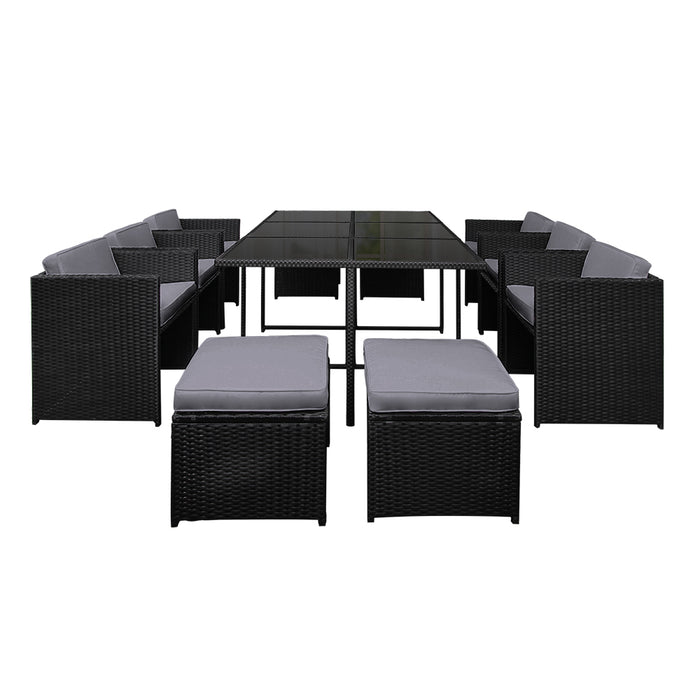 Olivia Wicker Outdoor Dining Set - Black