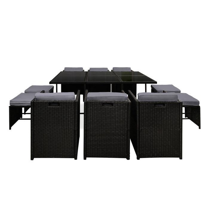 Olivia Wicker Outdoor Dining Set - Black