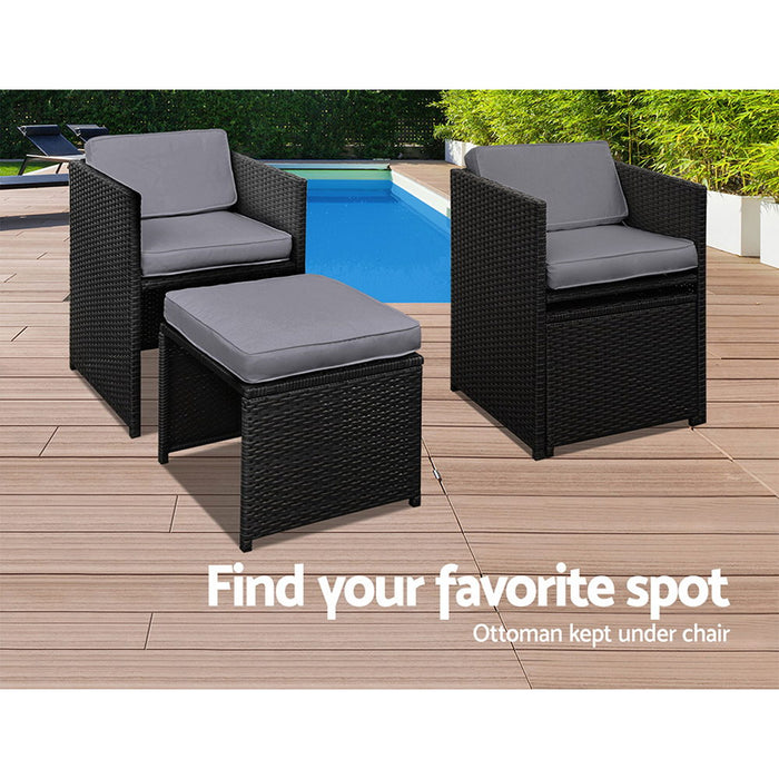 Olivia Wicker Outdoor Dining Set - Black