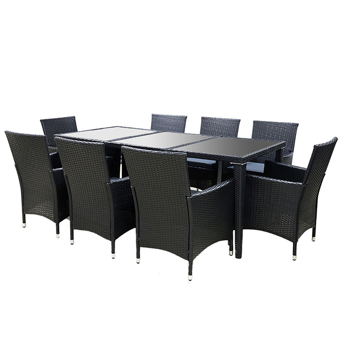 9 Piece Outdoor Dining Set - Black