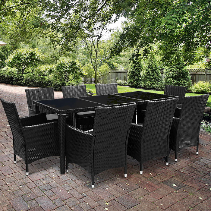 9 Piece Outdoor Dining Set - Black