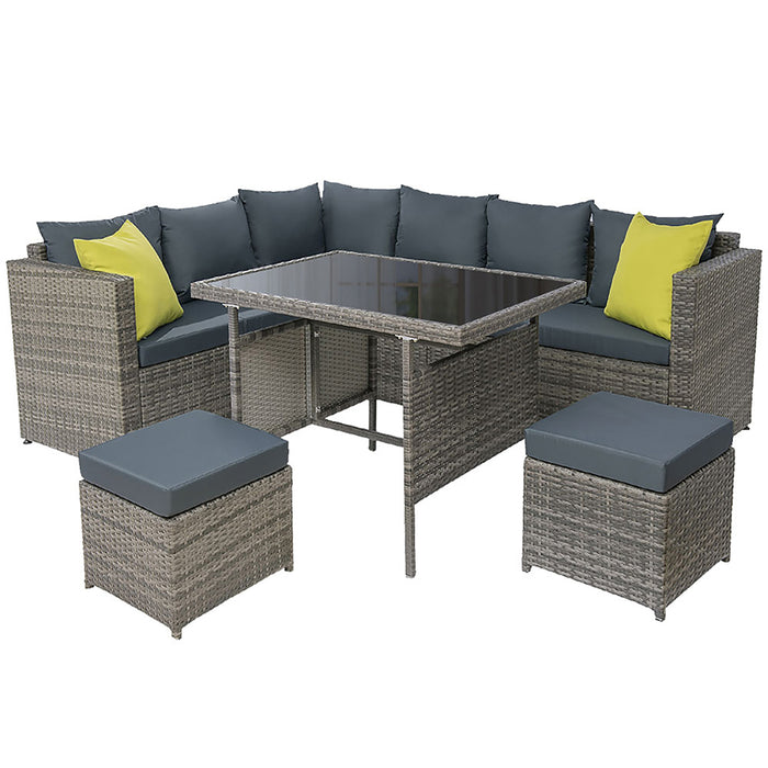 Outdoor Furniture Patio Set Dining Sofa Table Chair Lounge Garden Wicker Grey