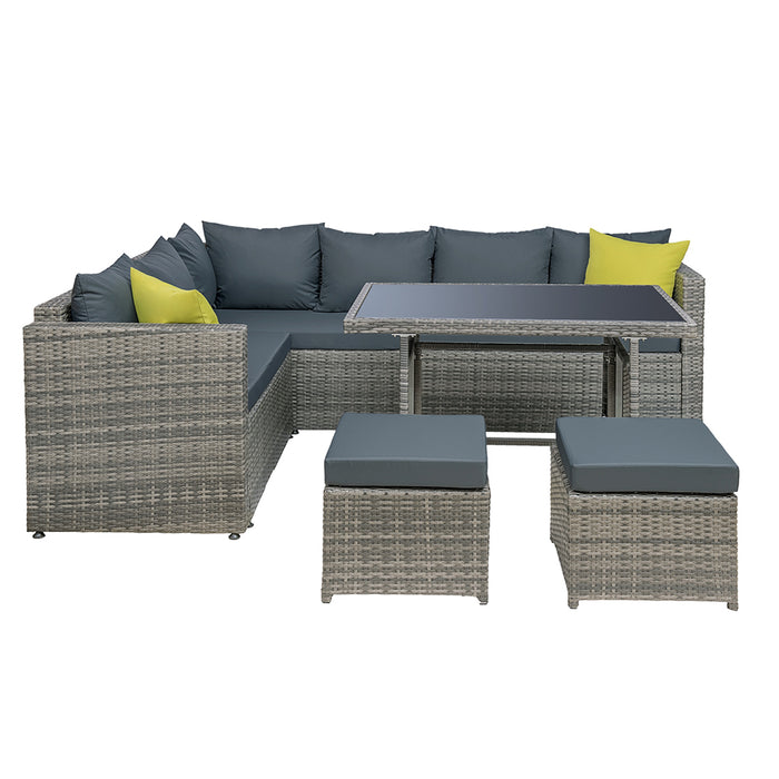 Outdoor Furniture Patio Set Dining Sofa Table Chair Lounge Garden Wicker Grey