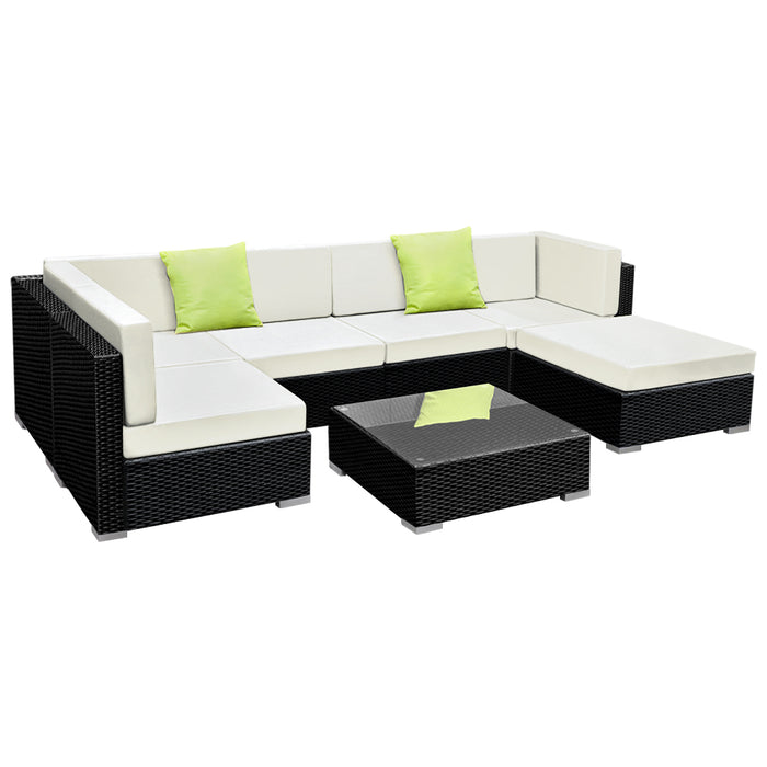 7PC Sofa Set with Storage Cover Outdoor Furniture Wicker