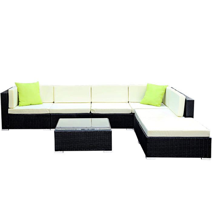 7PC Sofa Set with Storage Cover Outdoor Furniture Wicker