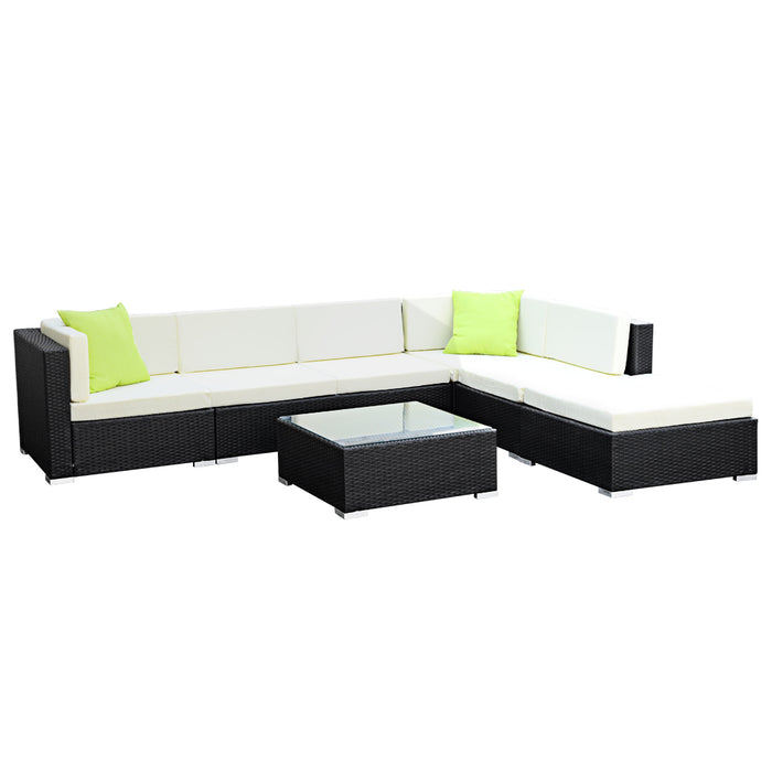 7PC Sofa Set with Storage Cover Outdoor Furniture Wicker