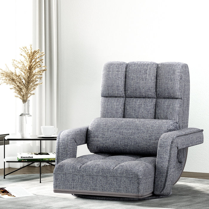 Floor Sofa Bed Lounge Chair Recliner Chaise Chair Swivel Grey