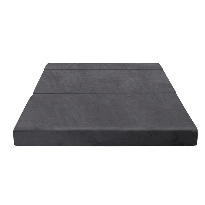 Double Size Folding Foam Mattress Portable Bed Mat Velvet Dark Grey