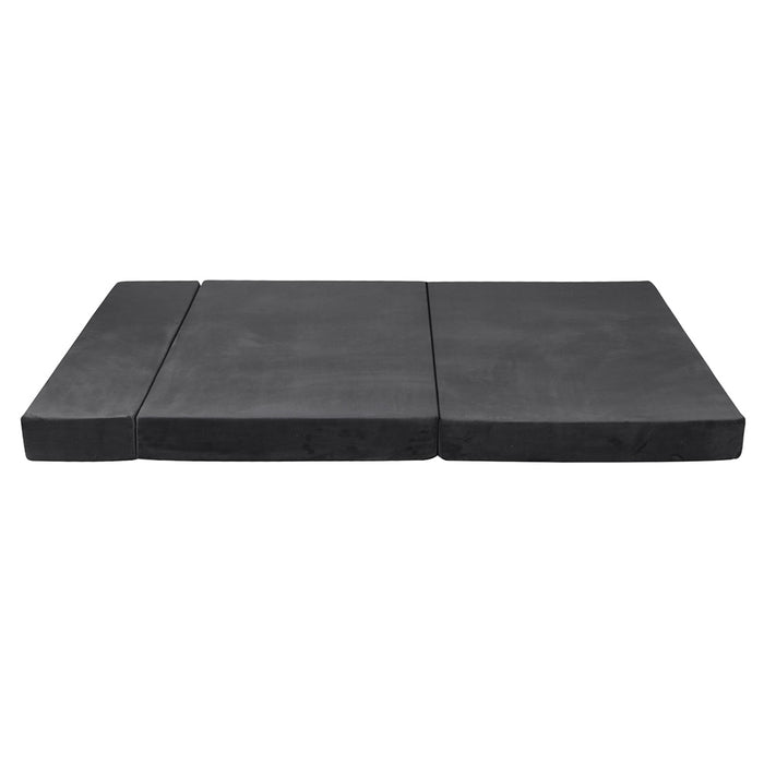 Double Size Folding Foam Mattress Portable Bed Mat Velvet Dark Grey