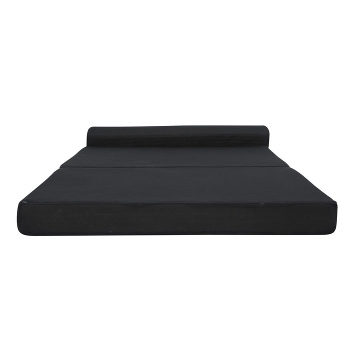 Folding Foam Mattress Portable Double Sofa Bed Mat Air Mesh Fabric Black