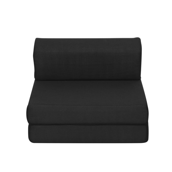 Folding Foam Mattress Portable Single Sofa Bed Mat Air Mesh Fabric Black