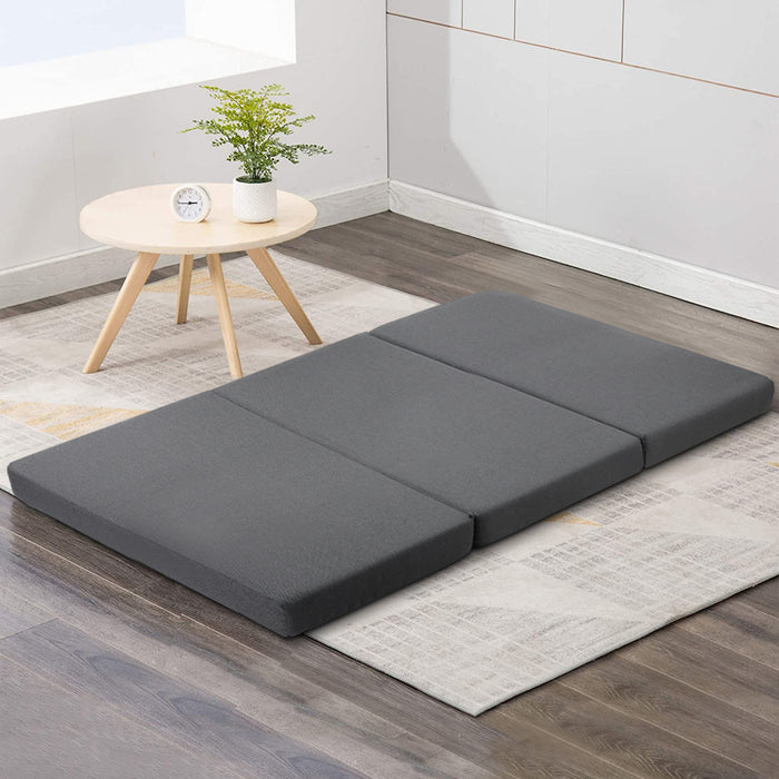 Double Size Folding Foam Mattress Portable Bed Mat Dark Grey