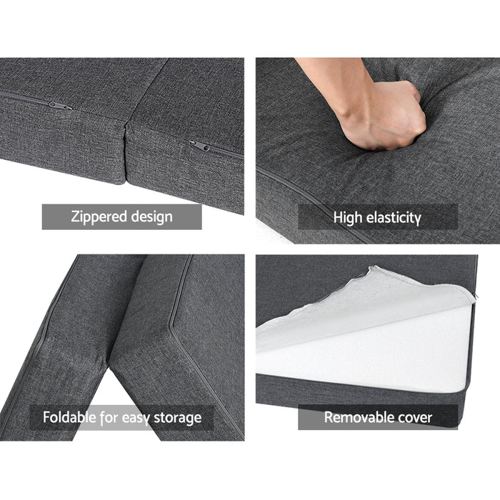 Foldable Mattress Folding Portable Bed Camping Mat Queen Grey