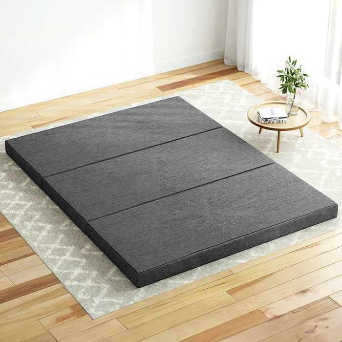 Foldable Mattress Folding Portable Bed Camping Mat Queen Grey