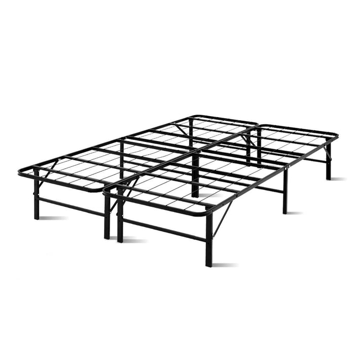 Folding Double Metal Bed Frame - Black