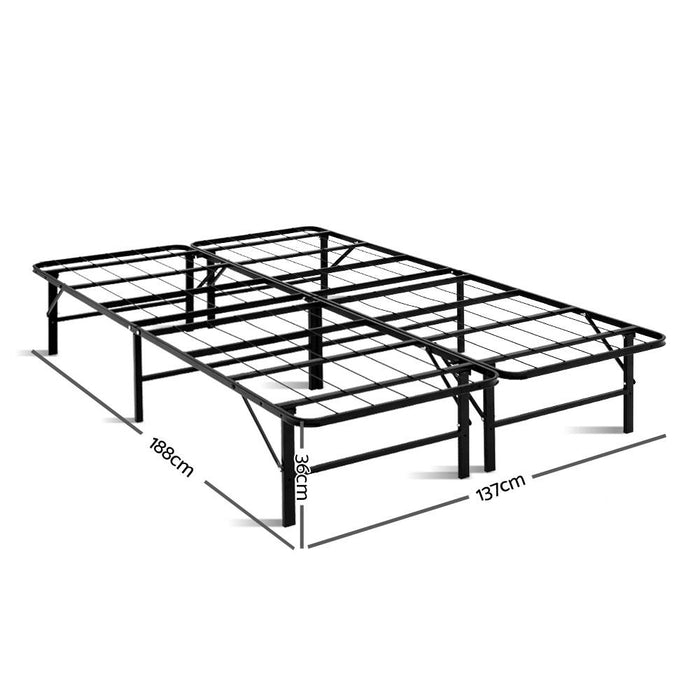 Folding Double Metal Bed Frame - Black