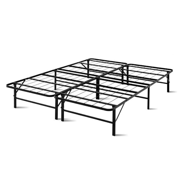 Folding Queen Metal Bed Frame - Black