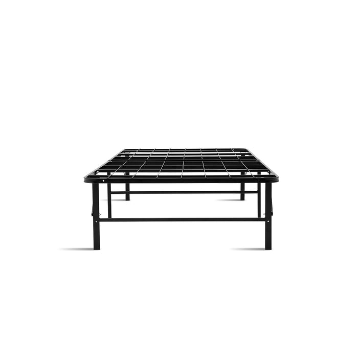 Folding Bed Frame Single Metal Bed Base Portable Black