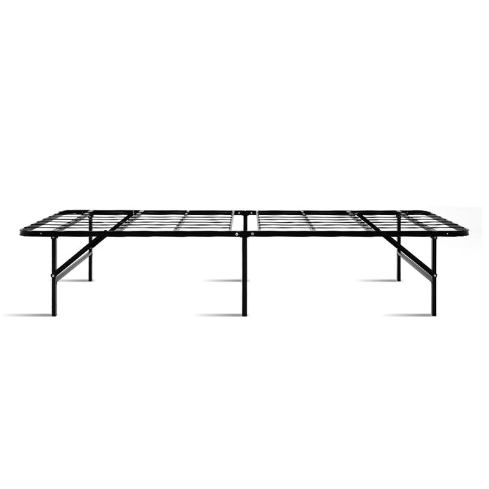 Folding Bed Frame Single Metal Bed Base Portable Black