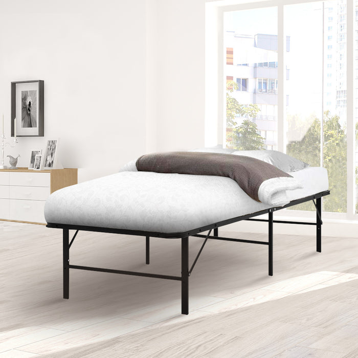 Folding Bed Frame Single Metal Bed Base Portable Black