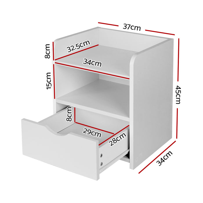 Bedside Table Drawer - White