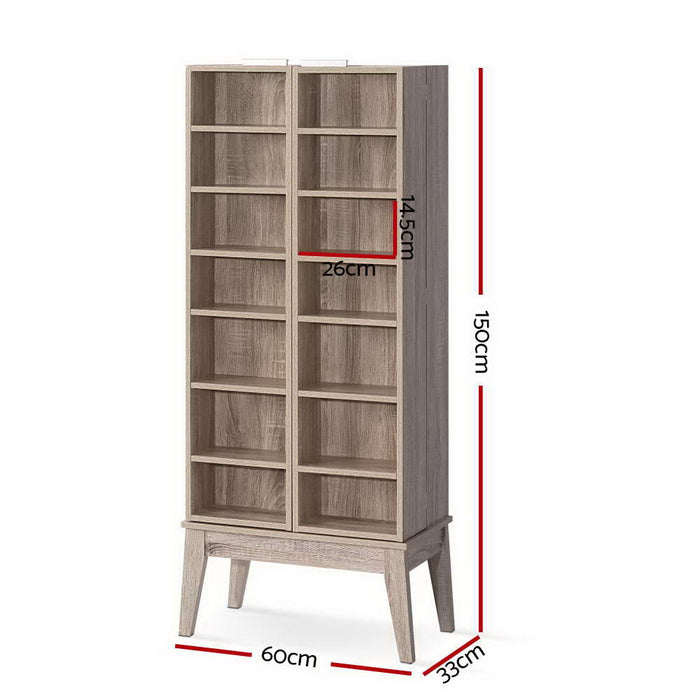 CD DVD Media Storage Display Shelf Folding Cabinet Bookshelf Bluray Rack Oak