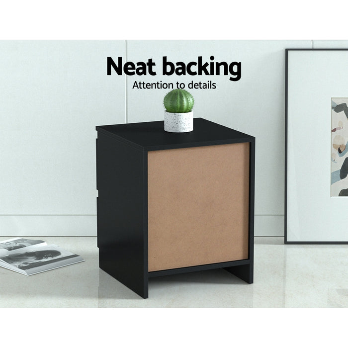 Bedside Tables Drawers Side Table Bedroom Furniture Nightstand Black Lamp