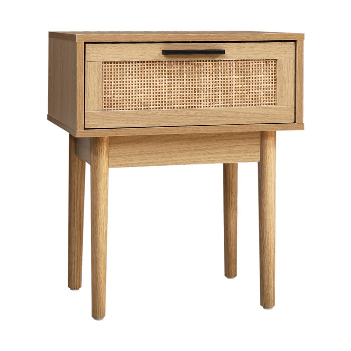 Rattan Bedside Table - 1 Drawer