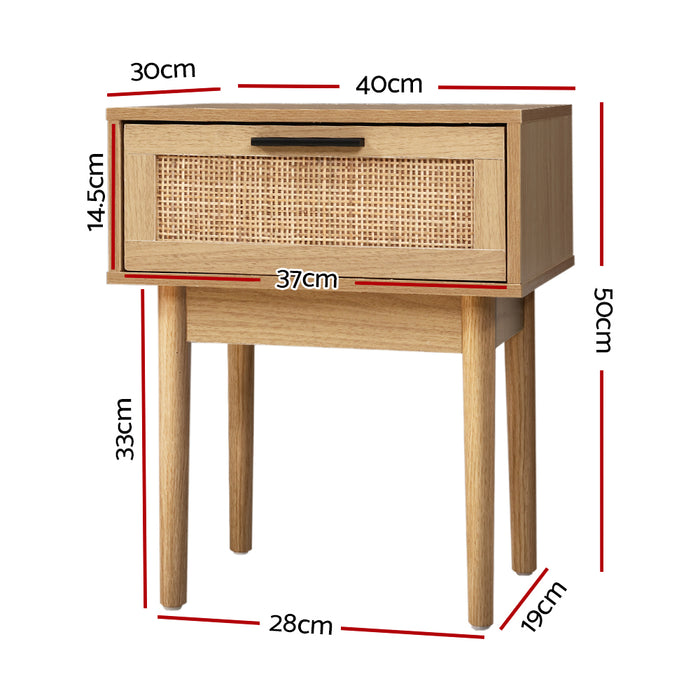 Rattan Bedside Table - 1 Drawer