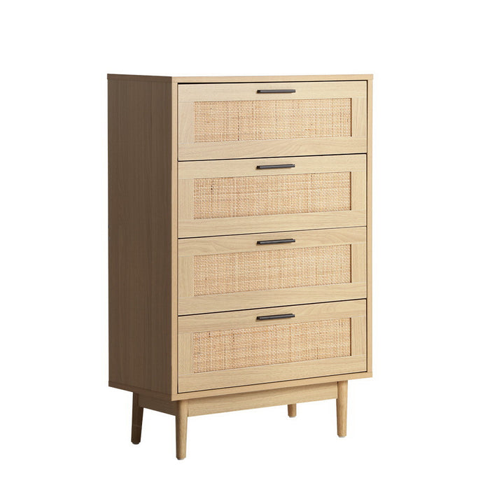 Rattan Tallboy - 4 Chest of Drawers